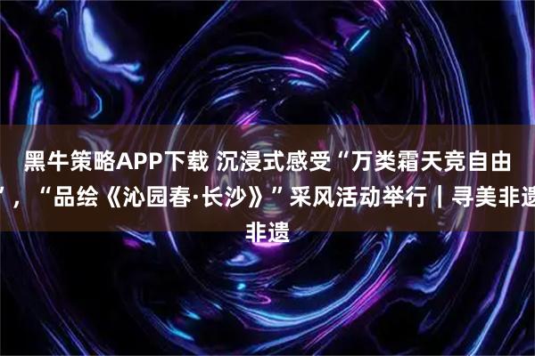 黑牛策略APP下载 沉浸式感受“万类霜天竞自由”,“品绘《沁园春·长沙》”采风活动举行|寻美非遗